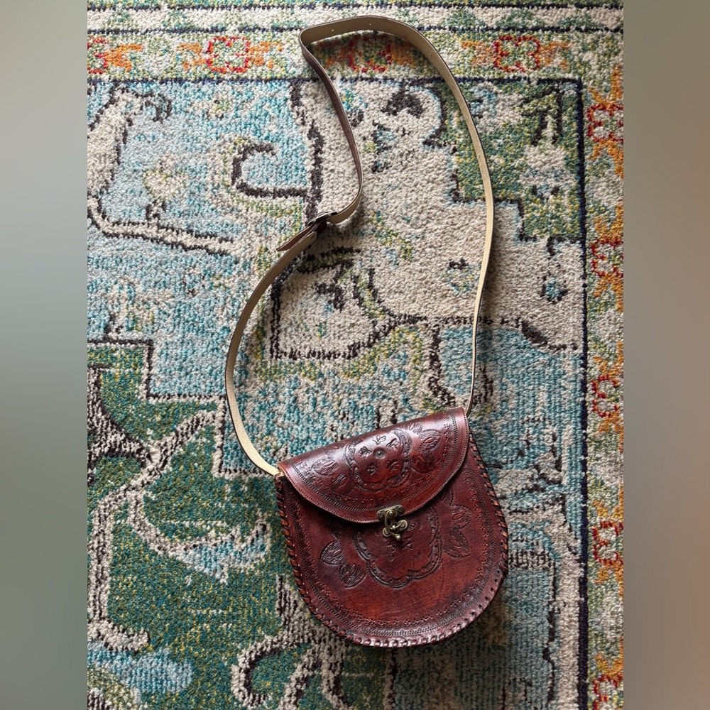 Tooled Leather Crossbody Purse